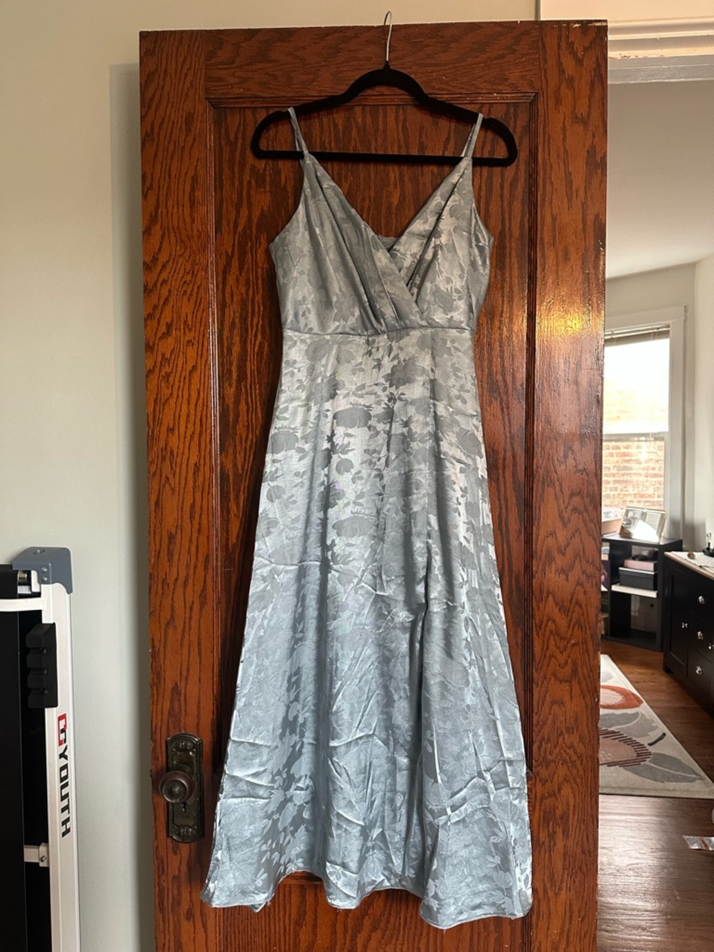 Lulus Satin Floral Jacquard Midi Dress